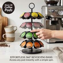 Crystals 36 Pod Coffee Capsule Holder Stand – 360° Rotating Storage Rack For Coffee Pods - View 4