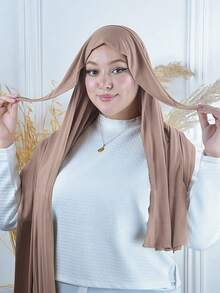 1 chiếc khăn trùm đầu buộc nhanh dành cho nữ, khăn choàng buộc phía sau màu trơn cổ điển, chất liệu modal cao cấp mềm mại, thoải mái, phù hợp để phối cùng áo abaya hàng ngày và mặc trong các dịp lễ hội. - Nhiều màu - Xem 8