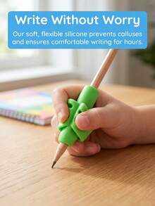5pcs Ergonomic Pencil Grips, Suitable For Students Writing, Silicone Material Writing Aid For Preschool Children, Correct Finger Posture, Reduce Hand Fatigue, Multi-Color Options - Two-finger Pen Grip - View 4
