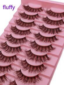 10 pares de pestañas voluminosas rusas D DD y pestañas postizas naturales y esponjosas 3D de visón falso, pestañas postizas de tira completa con volumen y efecto ahumado, pestañas voluminosas naturales con efecto cruzado, pestañas postizas con banda invisible para uso diario - Ver 2