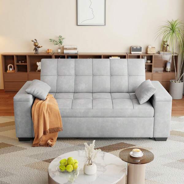 Sofá Cama Convertible de Tela, Sofá Cama Plegable 3 En 1 Lino Salas Sillón 176*74*94cm
