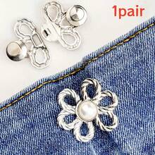 Khóa cài hình hoa và ngọc trai, khóa điều chỉnh eo quần jeans không cần đục lỗ, khóa cố định eo quần. - nhiều màu - Xem 20