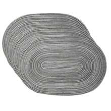 Bộ khăn trải bàn hình bầu dục dệt, có thể giặt, chống trượt, chịu nhiệt, thích hợp cho nhà bếp và phòng ăn. - Màu xám đen - Xem 2