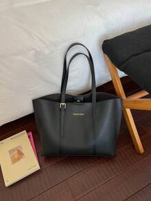 Large Capacity Handbag For Women, New Minimalist Fashion Versatile Commuter Shoulder Tote Bag - Black - View 6