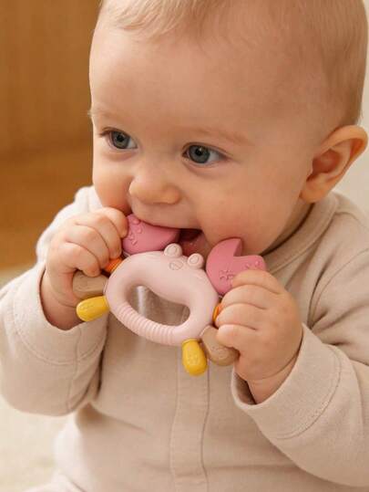 1 pièce Anneau de dentition en silicone en forme de crabe avec textures multiples, jouet à mâcher pour bébé, accessoire bébé cadeau pour garçons et filles