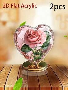 1pc 2D Acrylic Desktop Decor, With A Beautiful Rose In The Center And Mother's Day Blessing Text Around, A Meaningful Gift To Express Love And Gratitude, Bringing Warmth And Happiness To Every Home And Office Desk - A - View 11