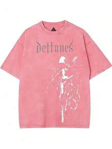 Retro Limited Edition Retro Sub-Tone T-Shirt, Rock Band Heavy Metal Neutral Cotton Pattern Washed TeeGothic Punk Grunge Emo Y2K Clothes, Rock Music Merch.2025 - Hot Pink - View 13