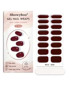 Showyboo Miếng dán móng gel màu đỏ rượu vang thời trang & thanh lịch, 16 miếng/gói, hoàn thiện bóng, bền màu, bảo vệ móng tự nhiên, miếng dán móng tự dính phủ toàn bộ, dễ dán và gỡ, phù hợp cho phụ nữ & trẻ em gái hàng ngày, tiệc, hẹn hò, kỳ nghỉ, nghệ thuật làm móng DIY - Màu Đỏ Sâu - Xem 6