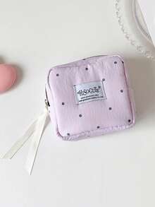 1 Buah Tas Kosmetik Mini Portabel Motif Polkadot dengan Resleting, Tas Penyimpanan Pembalut Wanita, Tas Perlengkapan Mandi Portabel Multifungsi, Dompet Koin - MultiWarna - View 6
