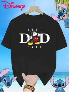 (Authorized By Disney. Mickey Mouse) Mickey Mouse, Designed With The Theme Of Father's Day, Stands In The Middle Of The Letter "DAD" With The Slogan "BEST DAD EVER", A Group Of Elegant Ladies, Ladies' Cotton T-Shirts, With Soft, Comfortable And Breathable Fabrics, Suitable For Daily Wear, Shopping, Travel, Parties And Home Use, With The Same Clothes For Men And Women And Couples. Every Woman Should Have One. - 黑色 - 查看 1