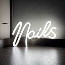1pc Nails Neon Light Sign, USB Or Battery Powered, Nail Neon Light Sign, Fragrance-Free, Suitable For Nail Salons, Beauty Rooms, Bedrooms, Hair Salons, Indoor And Outdoor Use, Bars, Valentine's Day, Children's Day, Mother's Day, Christmas And Other Holidays Decoration, Perfect Gift For Birthday And Christmas - White - View 7