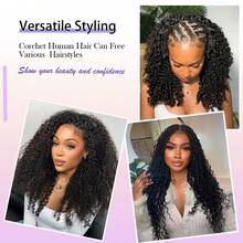 Uveous Burmese Curly Crochet Hair For Women 60g Pre-Separated Feather Crochet Human Hair Invisible Knotless Human Crochet Hair Reusable Lightweight Hair Extensions Natural Black 18Inch - Natural Black - 查看 7