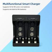 N4119 Smart Battery Charger, Suitable For AA/AAA Ni-MH/Ni-Cd And 9V Square Rechargeable Batteries. USB Powered, Overcharge Protection, Your One-Stop Home Battery Charging Solution. - Black - View 12