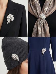Broches fleuries de perles à la mode - épingles de revers élégantes pour femmes, accessoires de bijoux unisexes pour les fêtes décontractées / cadeaux pour amis, décorations - fleur de perle - Voir 3