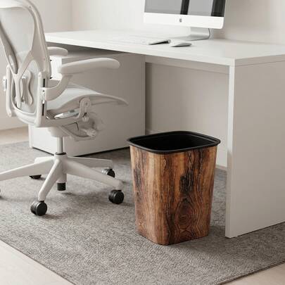 Faux Wood Grain Printed Plastic Open-Top Trash Can, Modern Minimalist Home Decor Wastebasket, Large Capacity Lidless Garbage Bin, Suitable For European Home, Office, Bedroom, Living Room