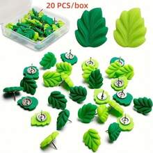 20Pcs Resin Leaf Thumbtacks, Cute Plant Push Pins, Aesthetic Photo Wall Decor Tacks - A - View 4
