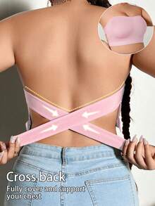 Sujetador inalámbrico con hebilla lateral para mujer de talla grande, sujetador sin costuras transpirable y con agarre antideslizante para uso diario - Rosa - Ver 2