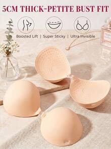 加厚可重复使用隐形胸贴，聚拢无痕防汗隐形胸贴，无肩带露背隐形胸贴，适用于婚纱、吊带礼服 - 杏色 - 查看 9