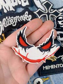 Bộ 3/9 miếng vá thêu hình đầu lâu phong cách Punk đen trắng, hình hoạt hình dễ thương, chất liệu polyester, thích hợp để may vá quần áo, dán lên vải, phụ kiện trang trí như ba lô, quần jean, áo khoác, áo phông, mũ, váy, v.v. - trộn lẫn - Xem 5
