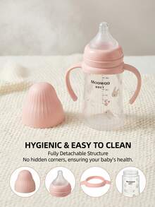 1pc Baby Wide Mouth Rabbit Design Anti-Drop Anti-Colic Feeding Bottle, Suitable For Infant Feeding - Multicolor - View 6