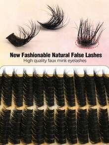 208pcs D-Curl, Thick, Dramatic Effect Cluster Lashes (DIY Eyelash Extension, Fluffy Soft Crossed Cluster Lashes, Natural False Lash Clusters, Eyelash Clusters, Individual Lashes, Eyelashes, False Lashes) - View 5