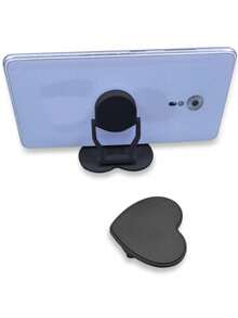 1pc Minimalist Heart-Shaped Multi-Function Foldable Phone Stand, Slouchy Desktop Phone Holder, Versatile Phone Case Accessory - Black - View 4