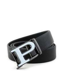 beaytar 1pc Minimalist Letter P Buckle Belt, Multi-Color Options, Exquisite Embossed Leather Men's Waist Belt - Multicolor - View 15