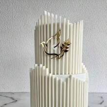 1个/3个/5个金色亚克力IHS鸽叶圣餐洗礼蛋糕装饰插牌，适用于圣餐洗礼派对DIY蛋糕装饰 - 金色 - 查看 6