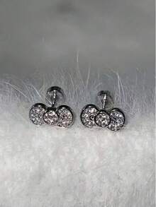 1 par de pendientes elegantes y versátiles con lazo, de estilo elegante y delicado - Plateado - View 4