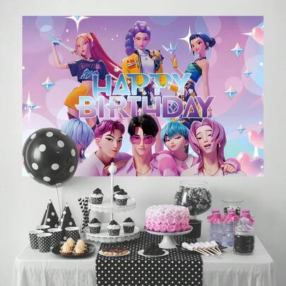 Hasbro 1 tấm phông nền trang trí tiệc theo chủ đề lễ hội âm nhạc nhóm nhạc pop Hàn Quốc (82.7x59.1/59.1x39.4/39.4x29.5 inch), chủ đề Cô gái & Chàng trai cá tính, thích hợp cho tiệc vườn, đám cưới, sinh nhật, tiệc chụp ảnh.
