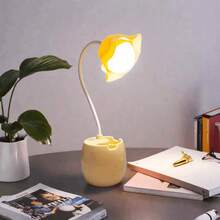 1 pieza Lámpara de escritorio con soporte para bolígrafo con diseño de flor, lámpara LED ajustable de cuidado ocular moderna adecuada para el escritorio de estudiantes/oficina (incluye cable de carga) - Lámpara de escritorio LC009 - Ver 12