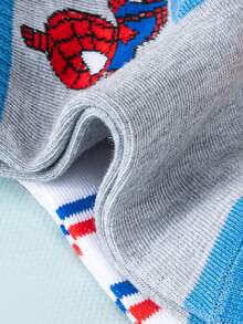 Marvel 1/5 Pairs Spider-Man Children's Socks, Superhero Pattern, Suitable For Casual Daily Wear, Breathable And Soft, Suitable For Boys And Girls, Suitable For Daily Wear/Party Gifts/Easter/Spring/Summer. Vibrant Colors, Comfortable Fit Novel And Unique, Fashionable Accessory, Lightweight And Breathable, Skin-Friendly And Non-Restrictive, Soft And Breathable. - Apricot - View 10