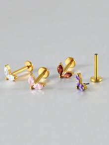 1PC G23 Titanium Marquise Zirconia Lip Studs Ear Helix Helix Cartilage Helix Earrings Body Piercing Jewelry - Như thể hiện trong hình ảnh - Xem 7