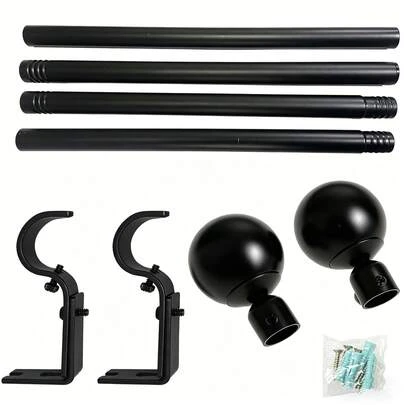 Thanh treo rèm/thanh rèm Roman bằng sắt đen, dài 28-48 inch, kiểu dáng cổ điển đa chức năng với quả cầu nhỏ trang trí, dễ lắp đặt, chắc chắn và bền bỉ, phù hợp làm thanh treo rèm/thanh treo rèm tắm/thanh treo rèm nắng/thanh treo rèm voan, có thể treo tường hoặc treo, thích hợp cho phòng ngủ, nhà bếp, phòng khách, phòng ăn, văn phòng, ký túc xá hoặc nhà thuê, bộ thanh treo rèm tối giản nhẹ nhàng.
