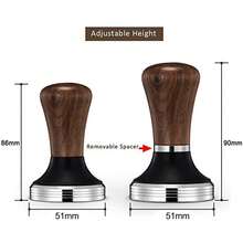 Walnut Handle Coffee Tamper 51mm, Espresso Hand Tamper 51mm,304 Stainless Steel Espresso Coffee Tamper With Mat - Multicolor - View 2