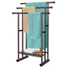 40" Tall Standing Towel Racks For Bathroom 3 Tier Towel Rack Stand With Storage Basket Blanket Ladder Drying And Display Rack For Oversized Bath Towel Next To Tub Or Shower - Đồng - Xem 7