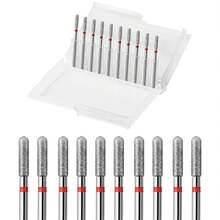 10pcs Round Barrel Cuticle Drill Bits, Carbide Diamond Nail Bits For Dead Skin Removal & Nail Shaping, 3/32'' Two Way Rotate, Professional Manicure Pedicure Salon Tools(2.5mm Round Bit, Fine-F) - Multicolor - View 1