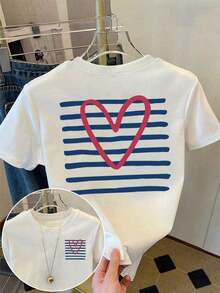 short-sleeveCamiseta de mujer, camiseta gráfica de manga corta de estilo casual de calle, linda blusa de verano100% Cotton - Blanco - Ver 1