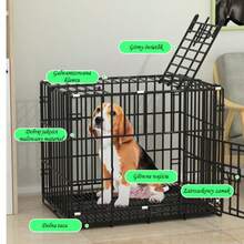 Foldable Pet Cages, Cat Cages, Dog Cages, Rabbit Cages, Thickened Iron Cages, Small And Medium-Sized Dog Cages With Toilets, Pet Cages For Cats And Villas. - Black - View 8