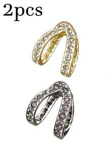 2pcs V-Shaped Hair Clips, Strong Grip, High-End Rhinestones, Half-Bun Hairstyle, Women's Occipital Hair Clips, Fashion Hair Accessories, High Ponytail Fixation Tool, Anti-Flattening Hair Clips, Suitable For Thick Ponytails And High Buns, Hollow Alloy Design Increases Hair Volume,Summer,Holiday,Travel, Head Accessories,Festival,Birthday - Multicolor - View 11
