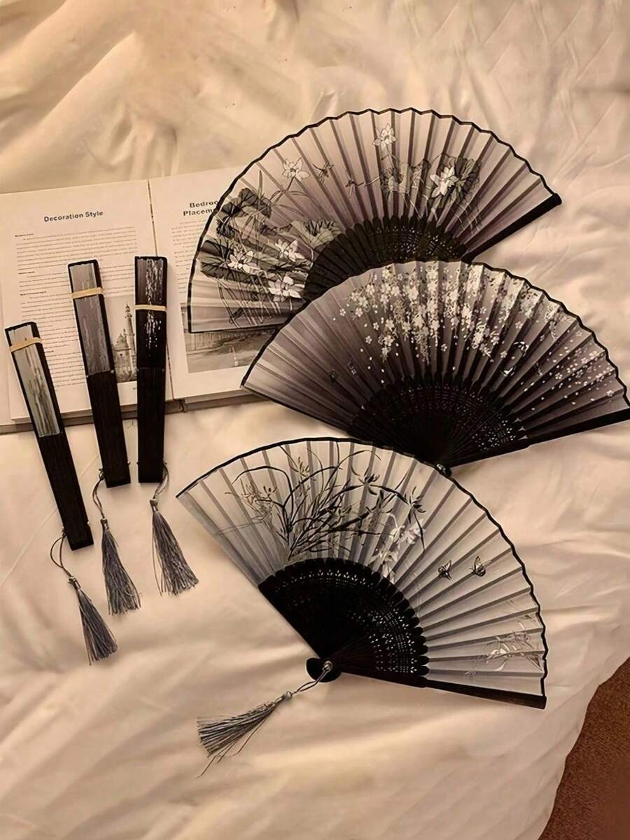 可折叠手持迷你黑色电风扇,便携式夏季降温神器,适用于舞蹈、海滩、旅行、情人节、巴西6月12日、圣彼得节、周年纪念日、送给男友/女友的礼物、浪漫礼物、珠宝、巴西六月庆典、圣彼得节、圣安东尼节 - 多款 - 查看 1