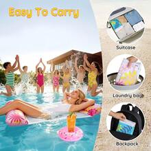 Inflatable Swimming Pool Float Bed, Foldable Floating Lounger With Headrest, Portable Water Hammock Chaise Lounge For Swimming Pool, Beach, Lake, Summer Inflatable Pool Floats For Vacation & Party - Leaf - View 5