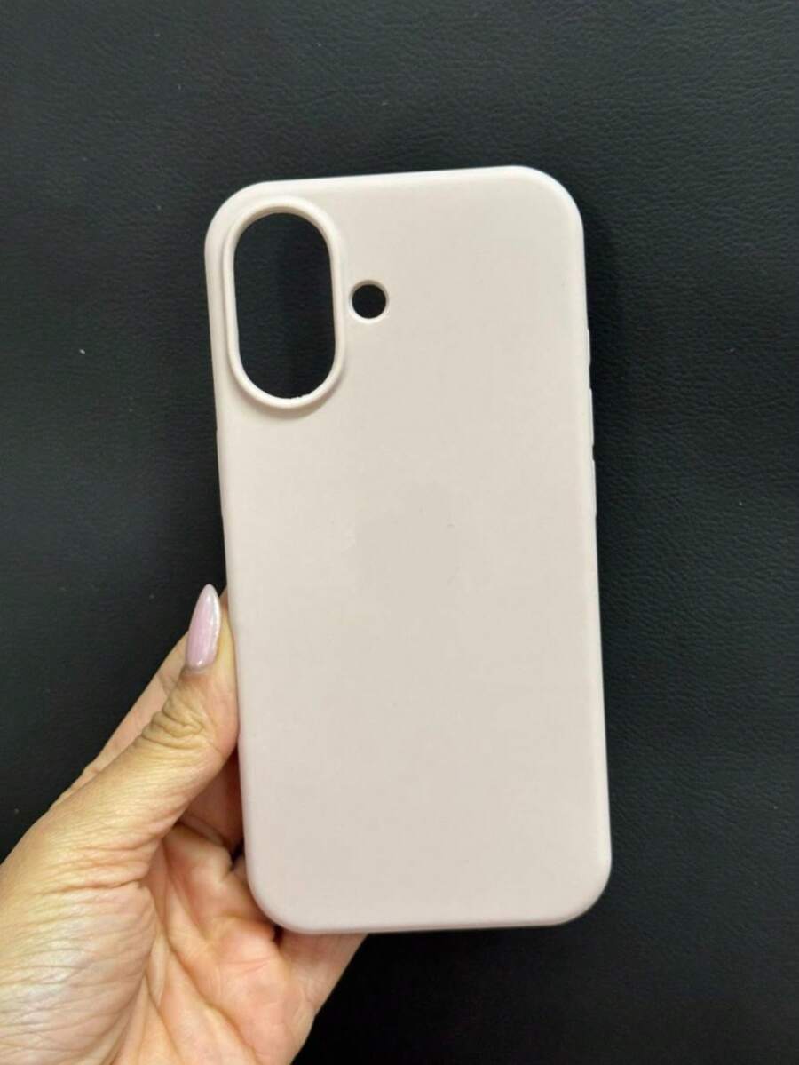 Premium Velvety Silicone Phone Case IP17 Open Camera Protective Case With Apple Logo - Nude - View 1