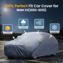 Waterproof BMW X3 2003-2025 Car Cover with Breathable Vents [2025 Upgrade] Premium Covers with Cotton Liner and Zipper Door Sun Rain Snow Dust UV Protection.(Gift with Towel) - gris - Ver 4