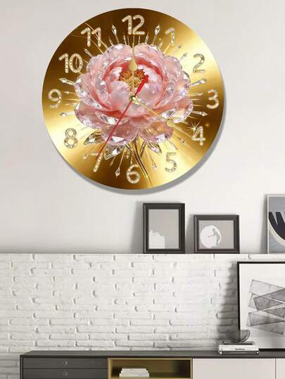 1 chiếc đồng hồ treo tường thạch anh 2D im lặng 10/12 inch với họa tiết da báo màu tím và hồng trên nền đen, thích hợp cho không gian thiền, kỳ nghỉ, phòng ngủ, quán cà phê hoặc làm quà tặng.