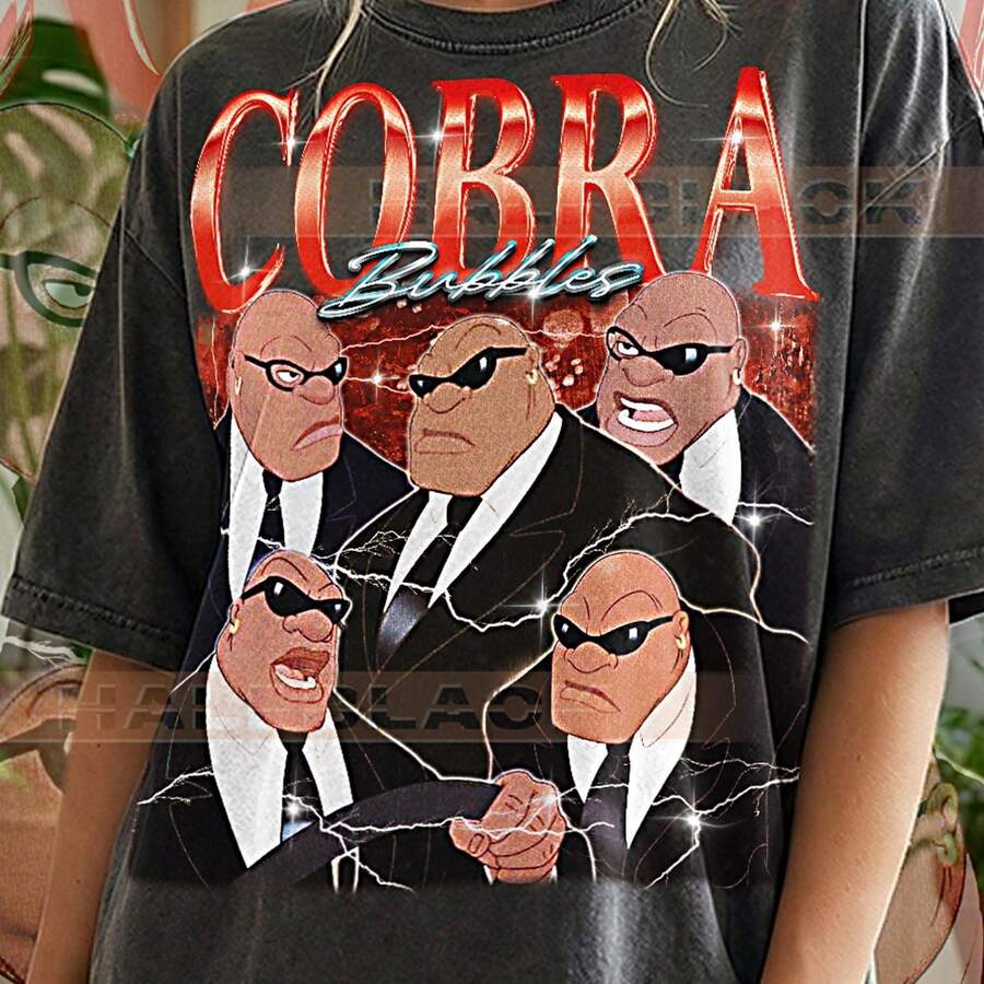 Cobra Bubbles Lilo Stitch Shirt Cobra Bubbles 90s Vintage Retro Bootleg Shirt Secret Agent Graphic Tee Island Family Pro - 黑色 - 查看 1