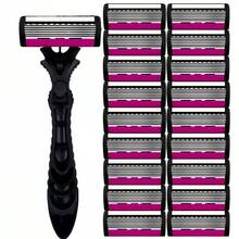 Manual Security Razor For Men, 6-Layer Stainless Steel Hair Removal Shaving Blades, Replaceable Shaver Heads - Multicolor - View 15
