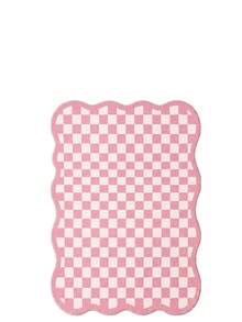 1pc Luxury Fluffy Checkered Carpet, Asymmetrical Wavy Edge Bedroom Decor Rug, Korean Sweet Pink Dressing Room Carpet, Pastoral Artistic Entryway Rug, Multiple Sizes Available, Living Room Carpet, Rug, Area Rug, Small Area Rug, Mat, Home Decor, Washable Carpet - Multicolor - View 29