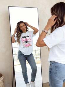 Oferta por tiempo limitado, cantidad limitada disponible,  relámpago, camisas de mujer, camisetas de mujer Camiseta de mujer, Feliz Día de la Madre, estampado floral, adecuada para mamás, abuelas y bisabuelas, estilo lindo para mamás, top casual de manga corta y cuello redondo, adecuado para usar en primavera y verano, ropa de mujer. - Blanco - Ver 5