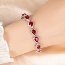 1 chiếc vòng tay thời trang nữ 17.5cm + 3cm, kiểu dáng thanh lịch, đính đá Zirconia 3A hình giọt nước lấp lánh, vòng tay cưới sang trọng, phù hợp cho các dịp kỷ niệm, dạ hội, quà tặng trang sức ngày Valentine, phong cách sang trọng, tiệc tùng, chủ đề ngày lễ, quà tặng. - Vòng đeo tay - Xem 3